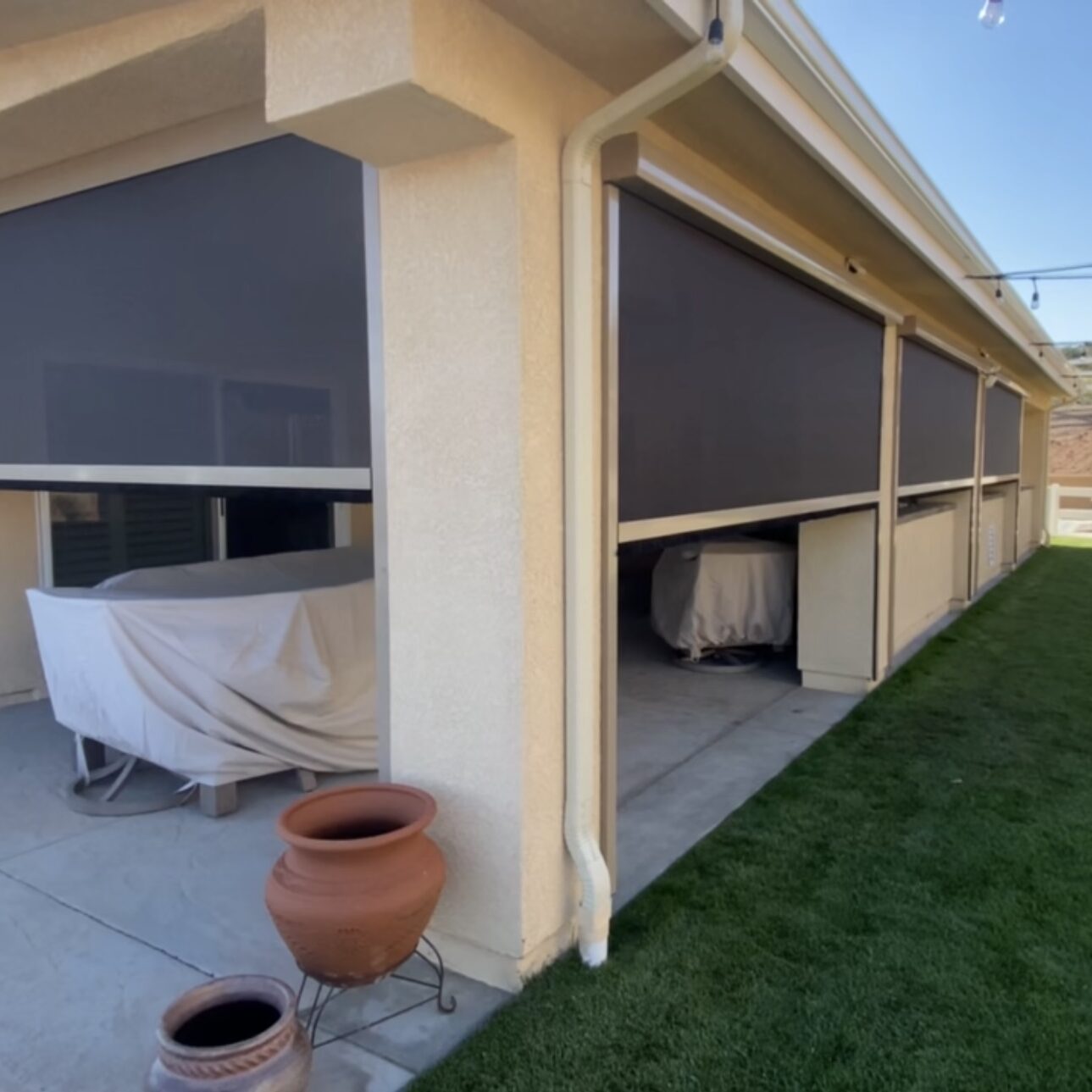 motorized outdoor shade. exterior screen shade