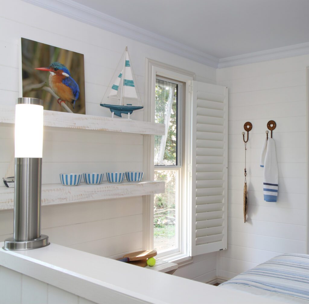 Norman Plantation Shutters in bedroom - Window Treatment Materials and Fabrics