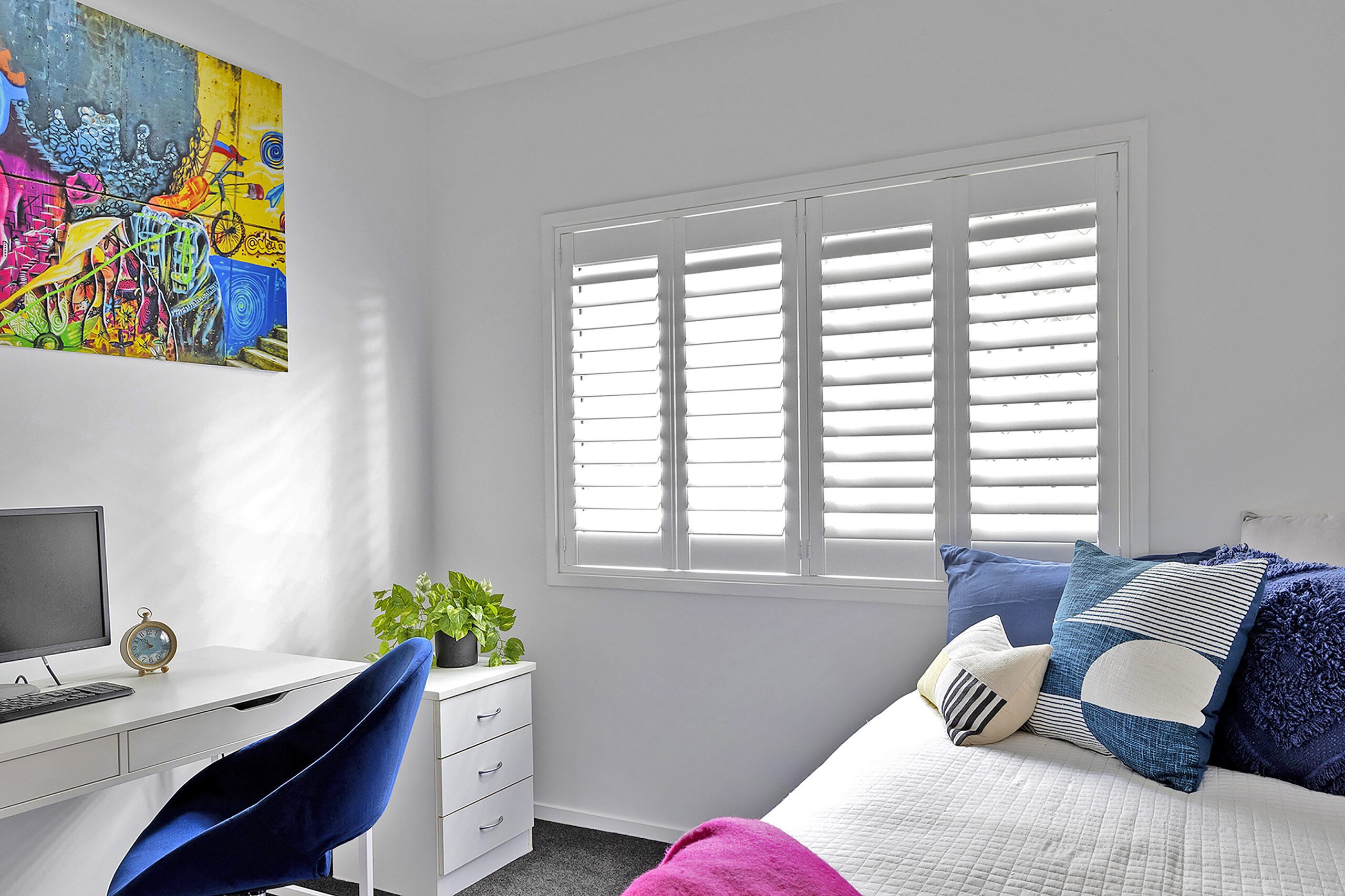 Norman Plantation Shutters in bedroom